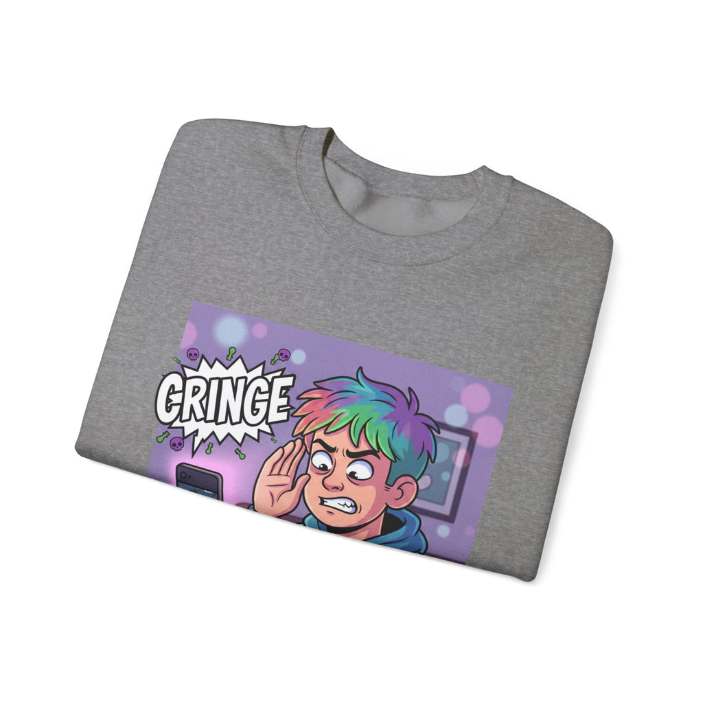 Cringe Reaction Cartoon Boy Sweatshirt | Funny Phone Call Illustration