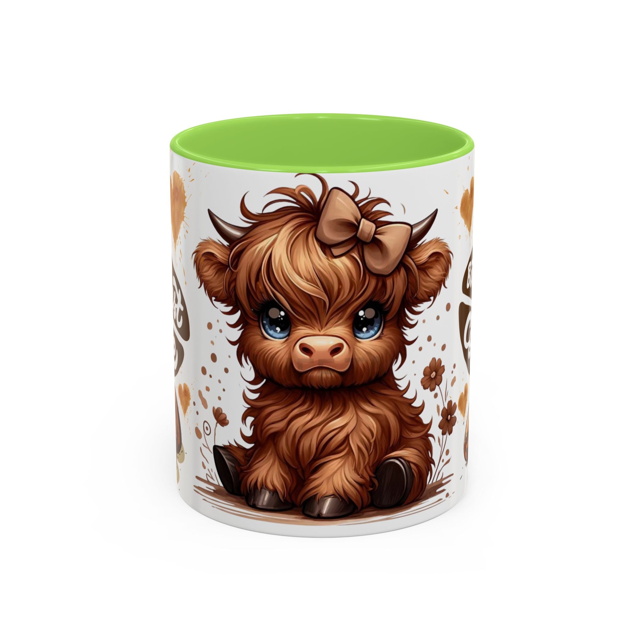 Cute Highland Cow Coffee Mug — "But First Coffee" Colorful Ceramic Mug (11oz/15oz)