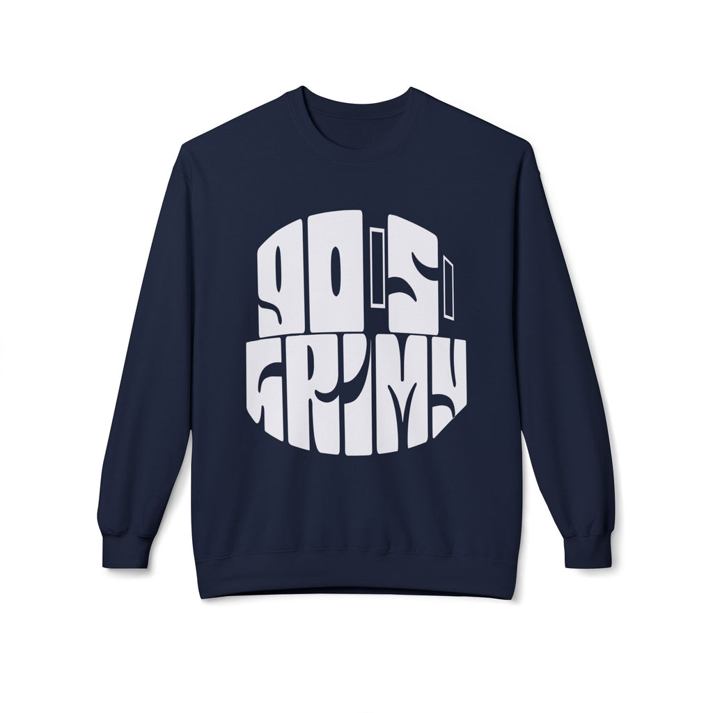 90s Grime Crewneck Sweatshirt — Retro Distorted Logo Pullover