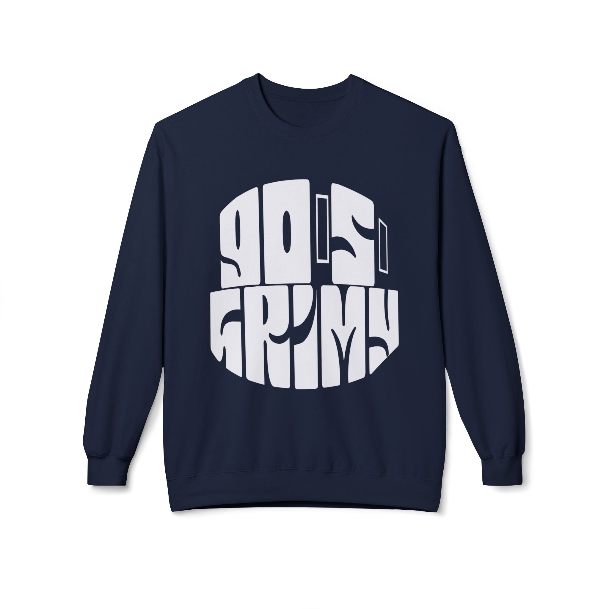 90s Grime Crewneck Sweatshirt — Retro Distorted Logo Pullover