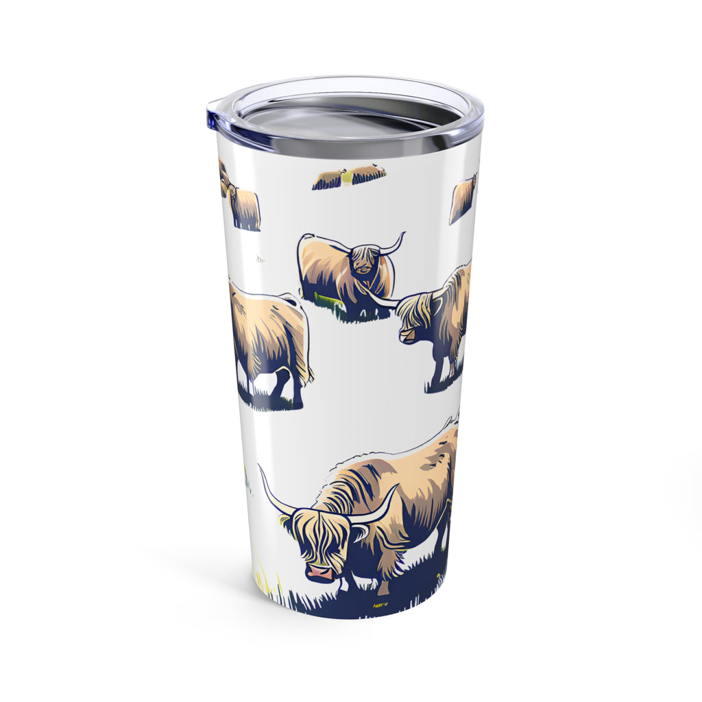 Insulated Travel Cup Highland Cow with Scottish Cattle Pattern 20oz Tumbler
