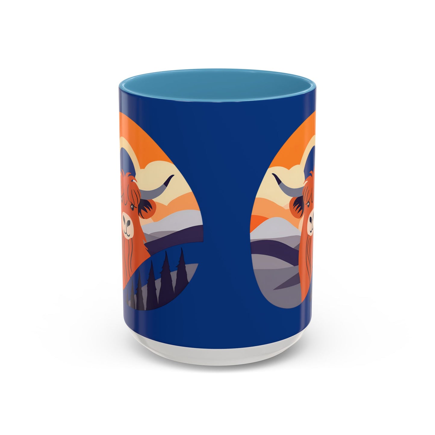 Highland Cow Coffee Mug — Cute Orange Scottish Cattle Accent Ceramic Mug (11/15 oz)