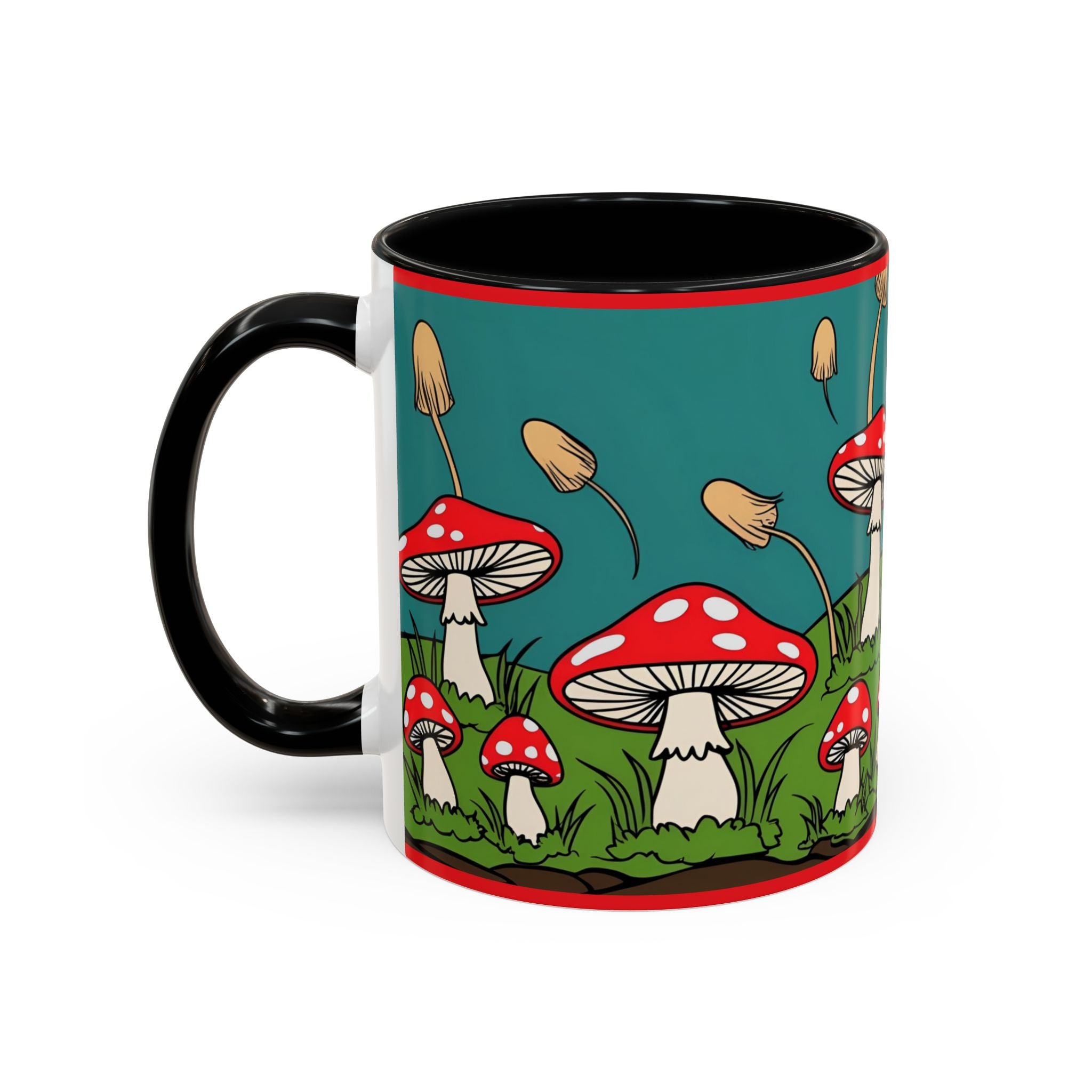 Mushroom Coffee Mug Red Toadstool Ceramic Cup Forest Accent