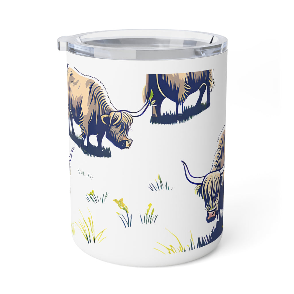 Highland Cow 10oz Insulated Coffee Mug Cute Scottish Cattle Travel Tumbler