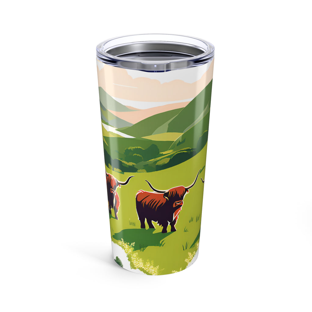 Highland Cow Tumbler Insulated Scenic Farm Landscape Travel Mug 20oz