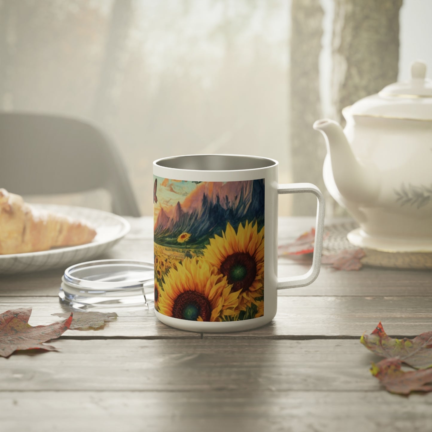 Sip in style anywhere with our Sunflower Insulated Coffee Mug, 10oz