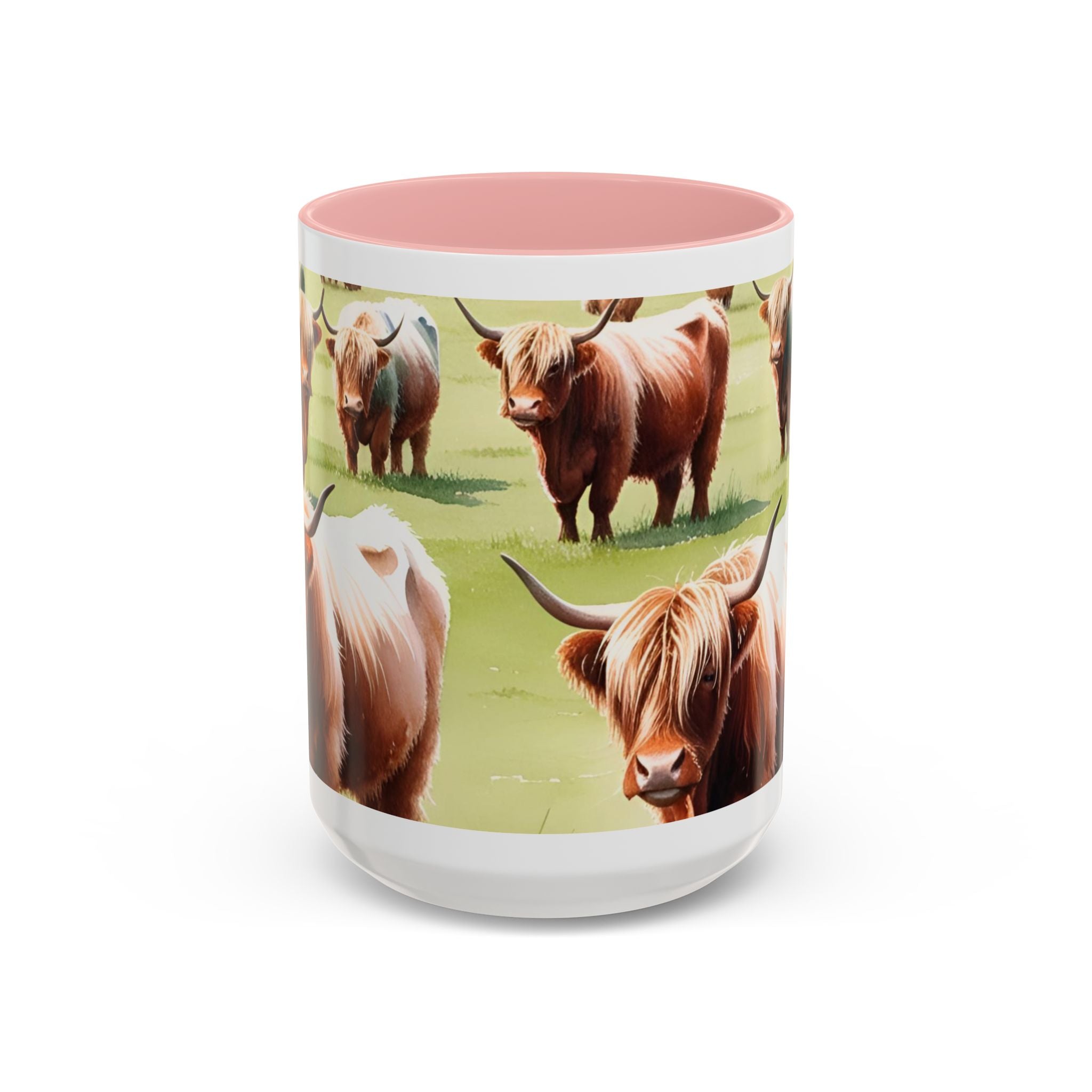 Highland Cow Accent Coffee Mug — Cute Rustic Cattle Farm Design (11/15 oz)