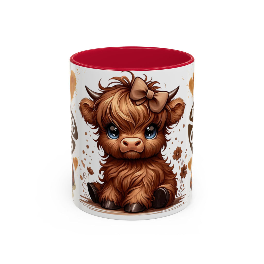 Cute Highland Cow Coffee Mug — "But First Coffee" Colorful Ceramic Mug (11oz/15oz)