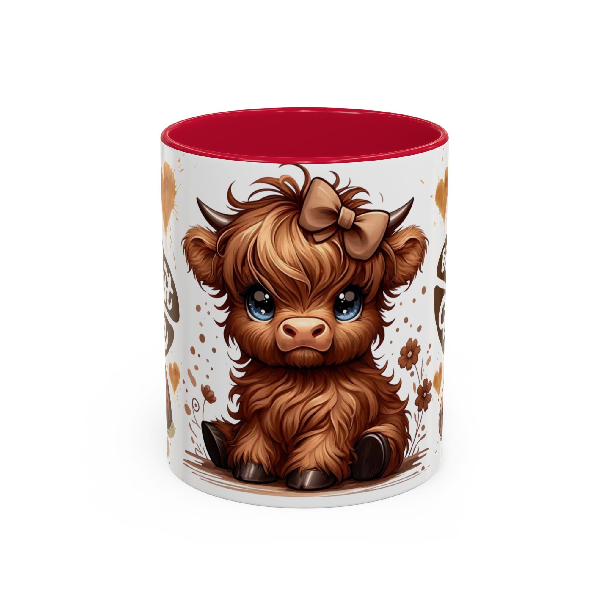 Cute Highland Cow Coffee Mug — "But First Coffee" Colorful Ceramic Mug (11oz/15oz)