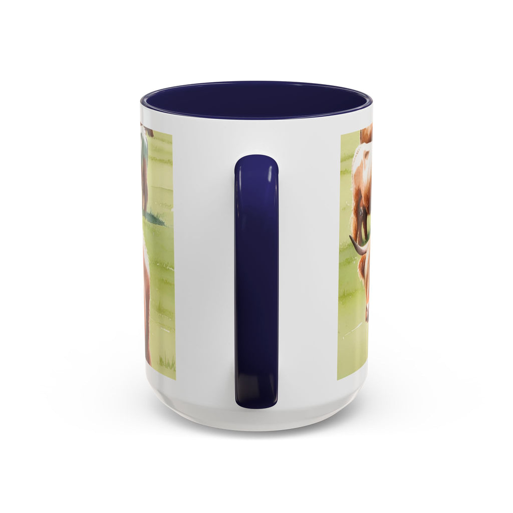 Highland Cow Accent Coffee Mug — Cute Rustic Cattle Farm Design (11/15 oz)