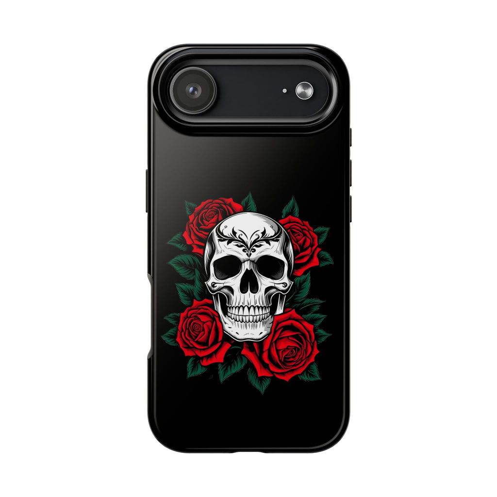 Skull and Roses Tough Phone Case — Durable Protective iPhone Cover with Vibrant Wing Design