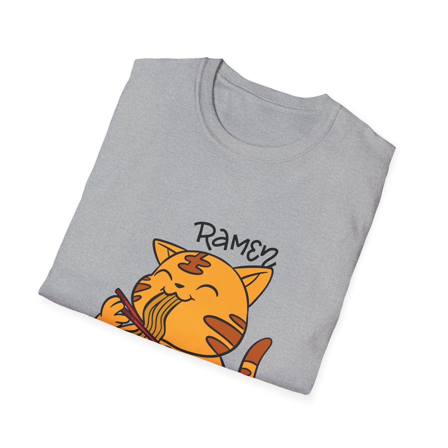 Cute Cat Ramen T-Shirt, Funny Cat Shirt, Unisex Graphic Tee, Anime Apparel, Gift for Cat Lovers, Foodie Fashion