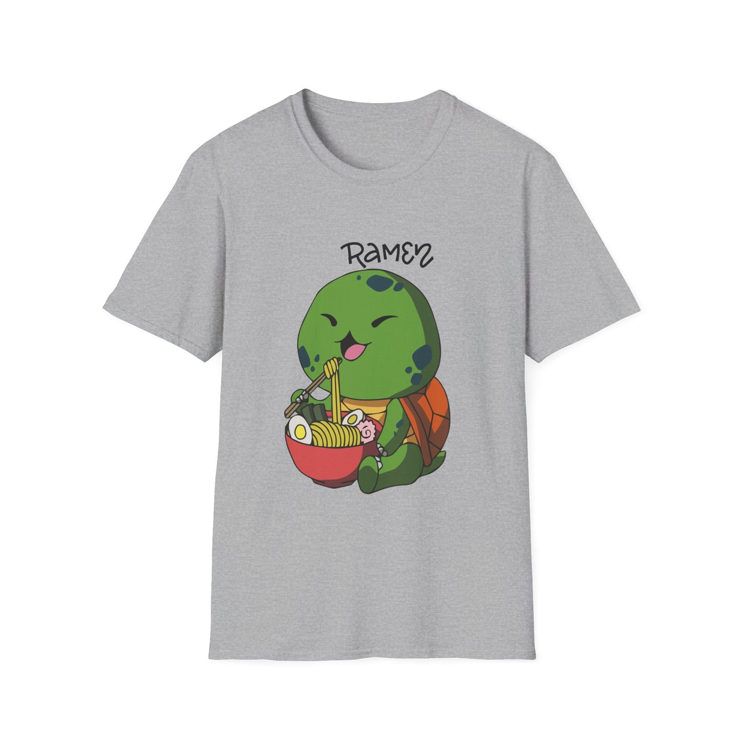 Cute Ramen Turtle T-Shirt, Unisex Graphic Tee, Fun Food Lover Shirt, Perfect for Anime Fans, Casual Wear, Gift