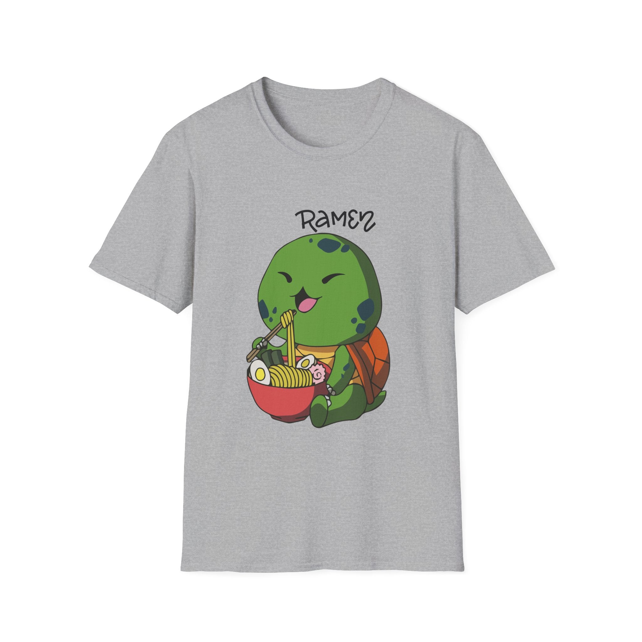 Cute Ramen Turtle T-Shirt, Unisex Graphic Tee, Fun Food Lover Shirt, Perfect for Anime Fans, Casual Wear, Gift
