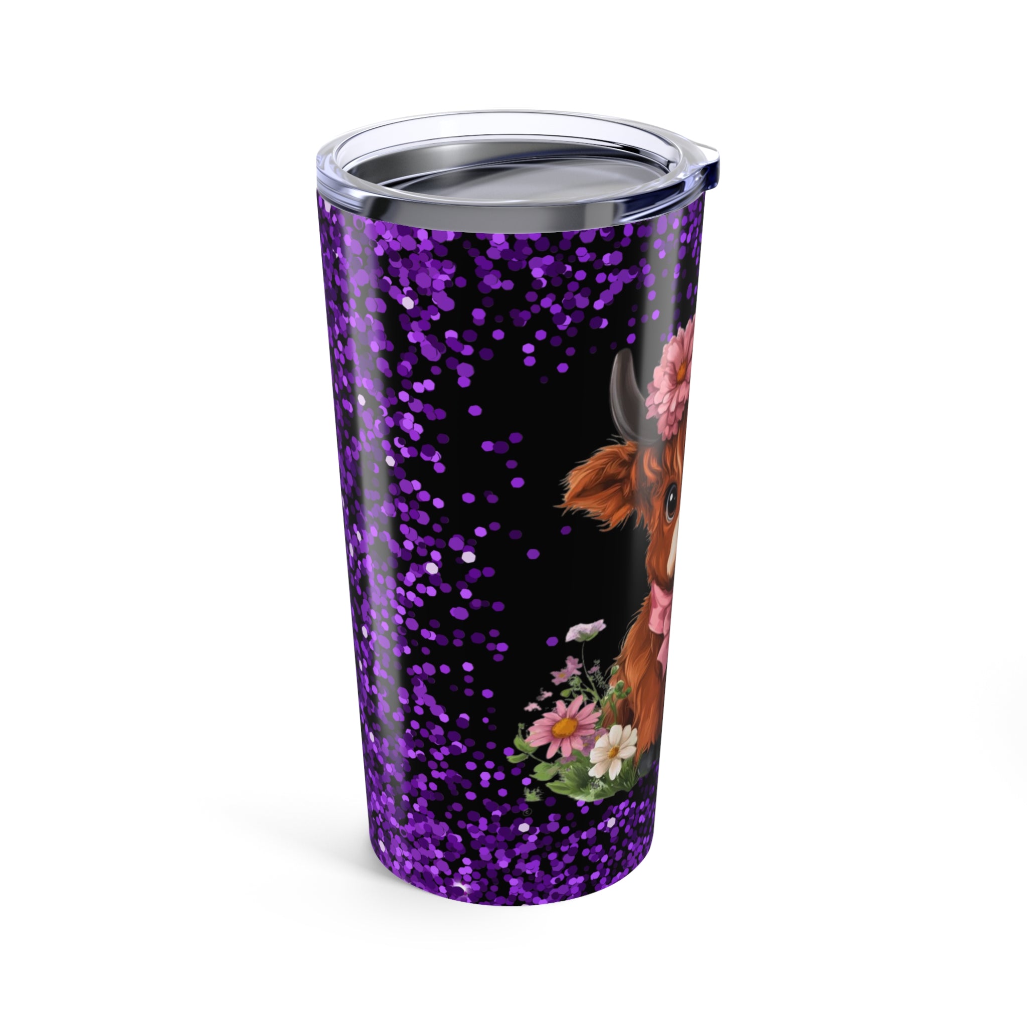 Highland Cow Tumbler Cute Floral Calf Insulated Travel Cup 20oz