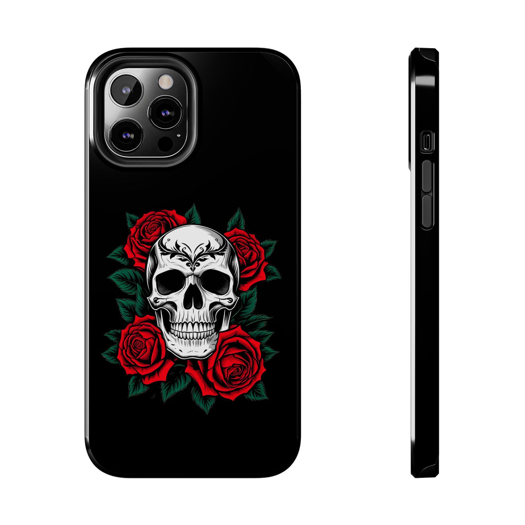 Skull and Roses Tough Phone Case — Durable Protective iPhone Cover with Vibrant Wing Design
