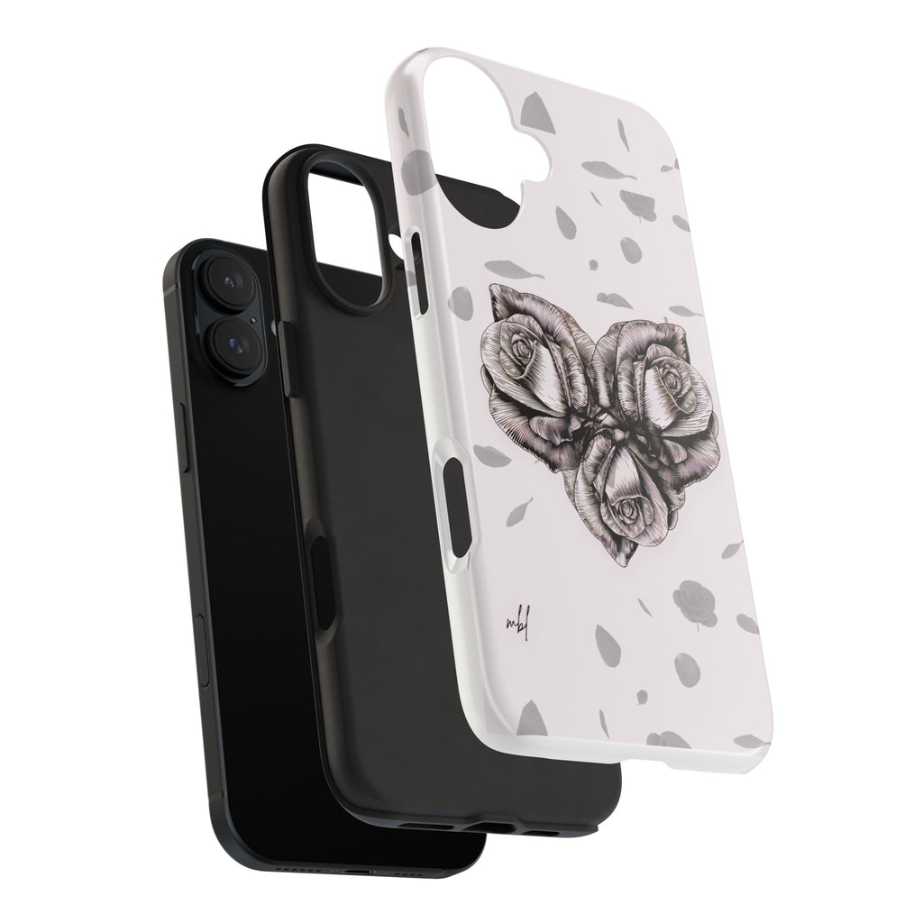 IPhone Phone Case Artistic Floral Tough Phone Cases - Heart Rose Design