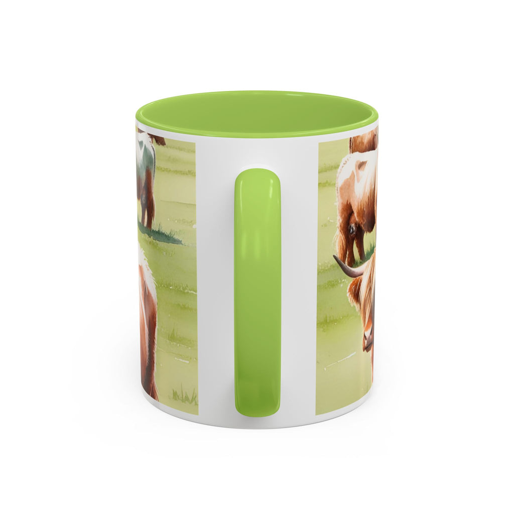 Highland Cow Accent Coffee Mug — Cute Rustic Cattle Farm Design (11/15 oz)