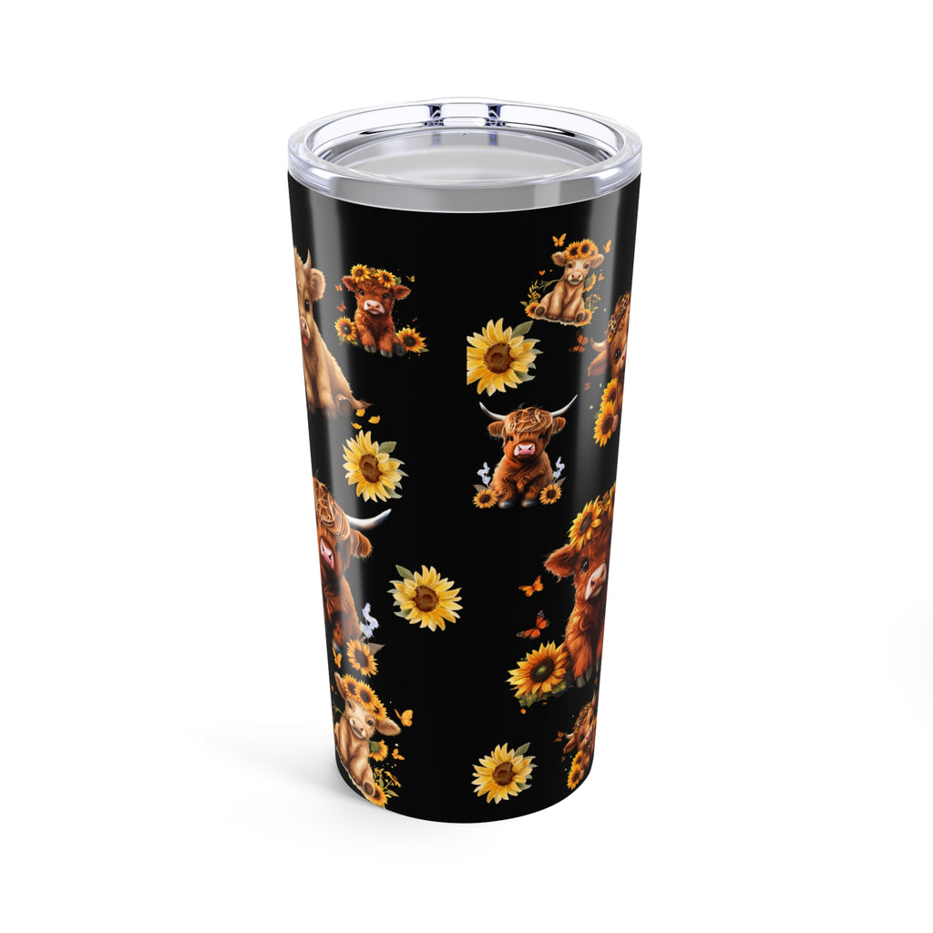 Highland Cow Tumbler Cute Calf Floral Travel Cup 20oz