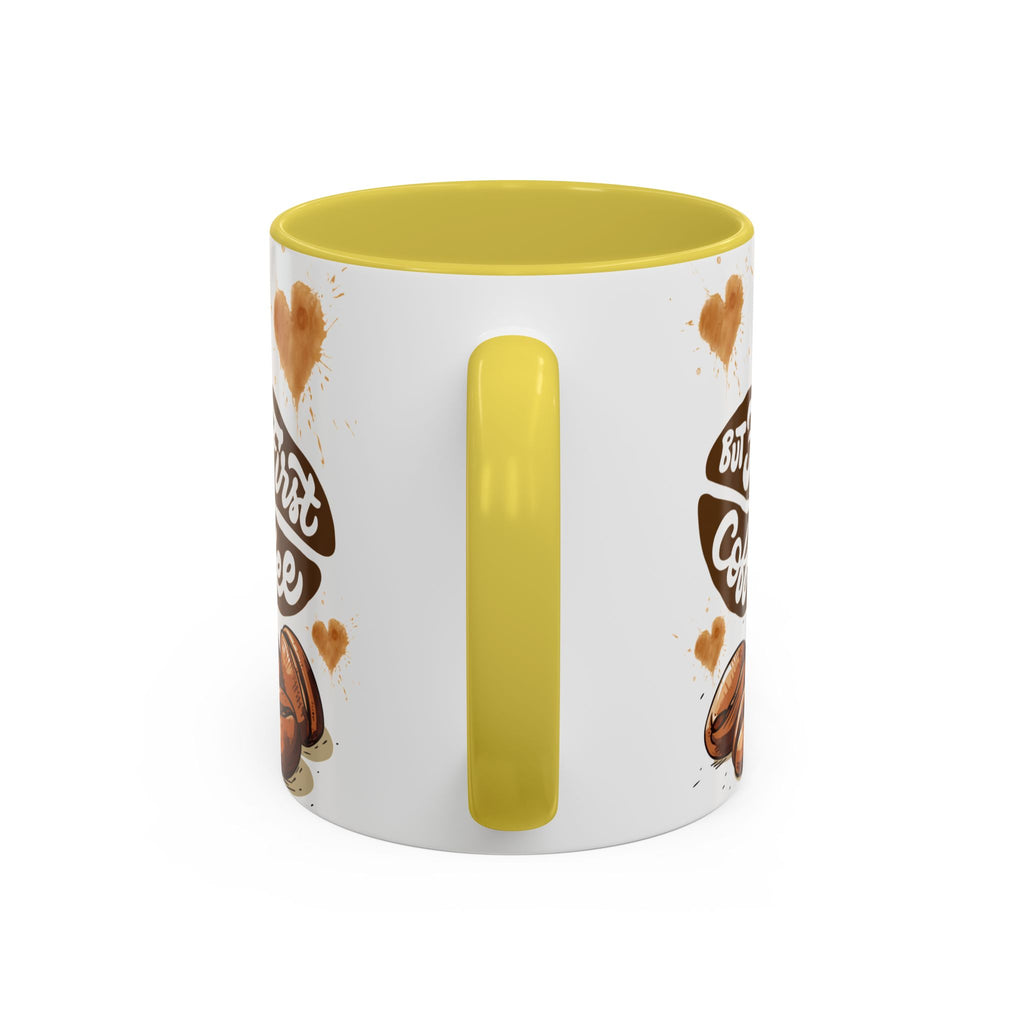 Cute Highland Cow Coffee Mug — "But First Coffee" Colorful Ceramic Mug (11oz/15oz)