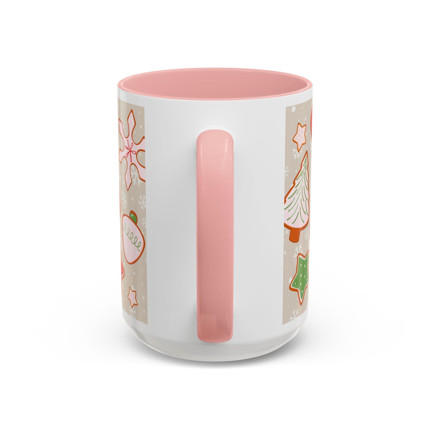 Holiday Cookie Pattern Accent Coffee Mug — Christmas Gingerbread & Ornaments (11/15oz)