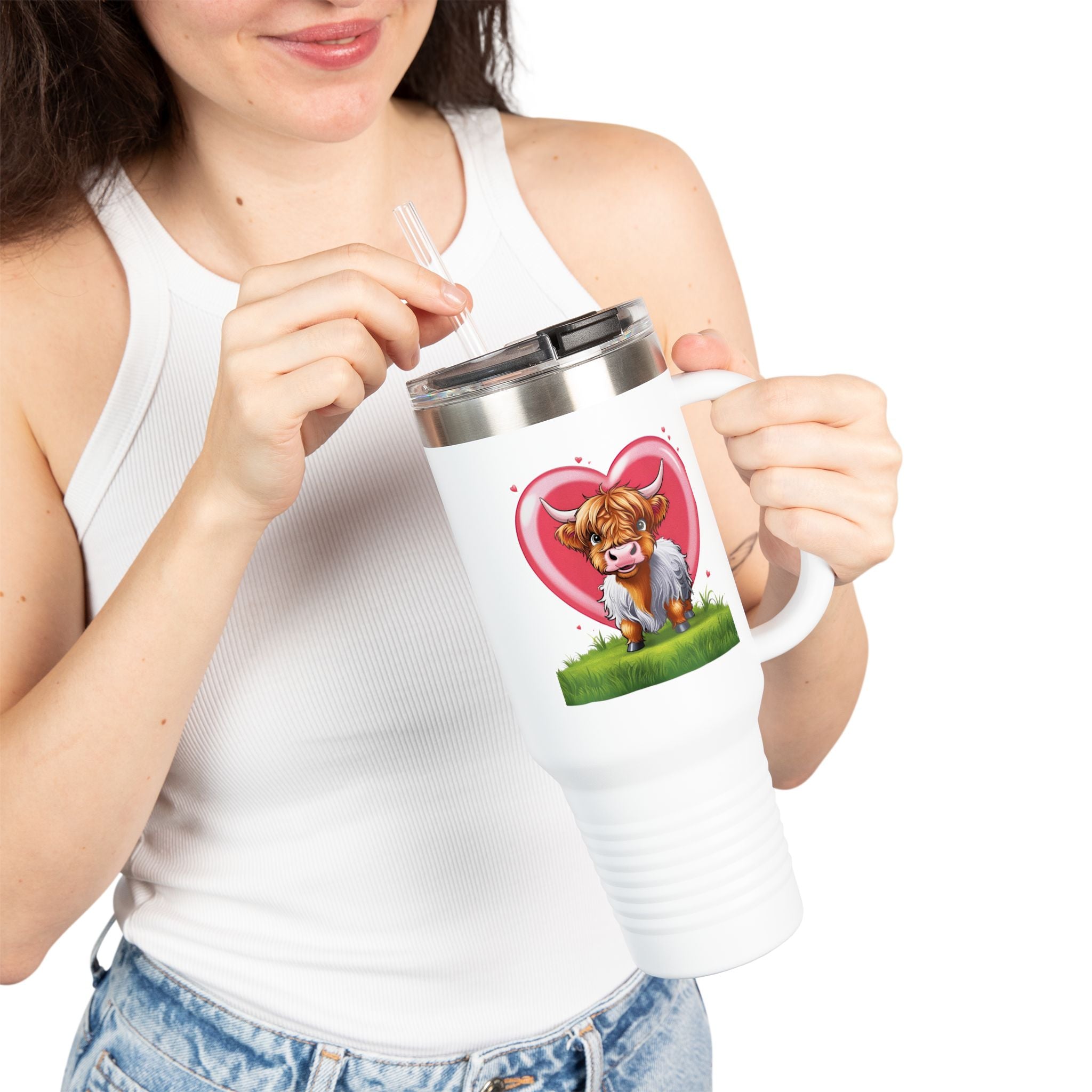 Cute Cow Insulated Travel Mug - 40oz Love Design for Animal Lovers