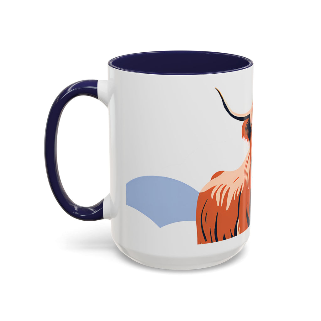 Highland Cow Accent Coffee Mug – Scenic Farmhouse Tea & Coffee Cup (11/15 oz)