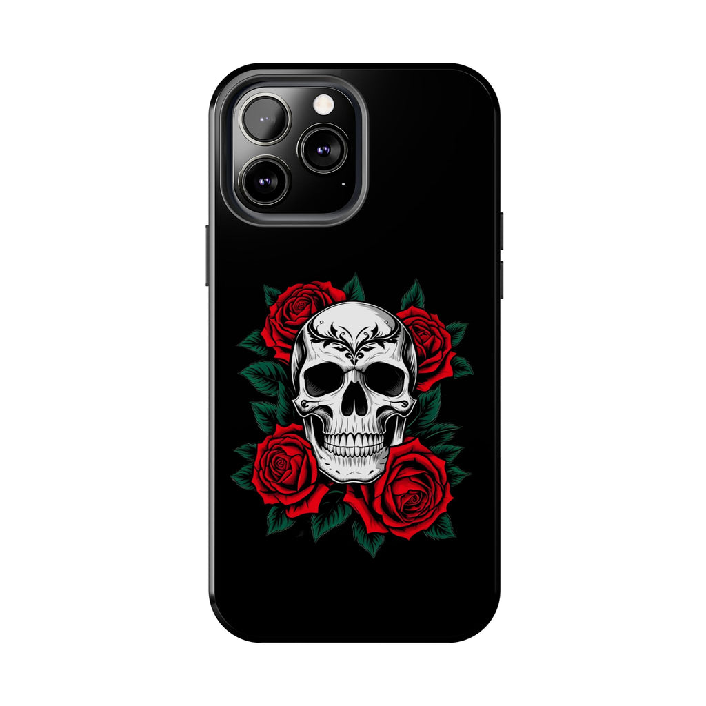 Skull and Roses Tough Phone Case — Durable Protective iPhone Cover with Vibrant Wing Design