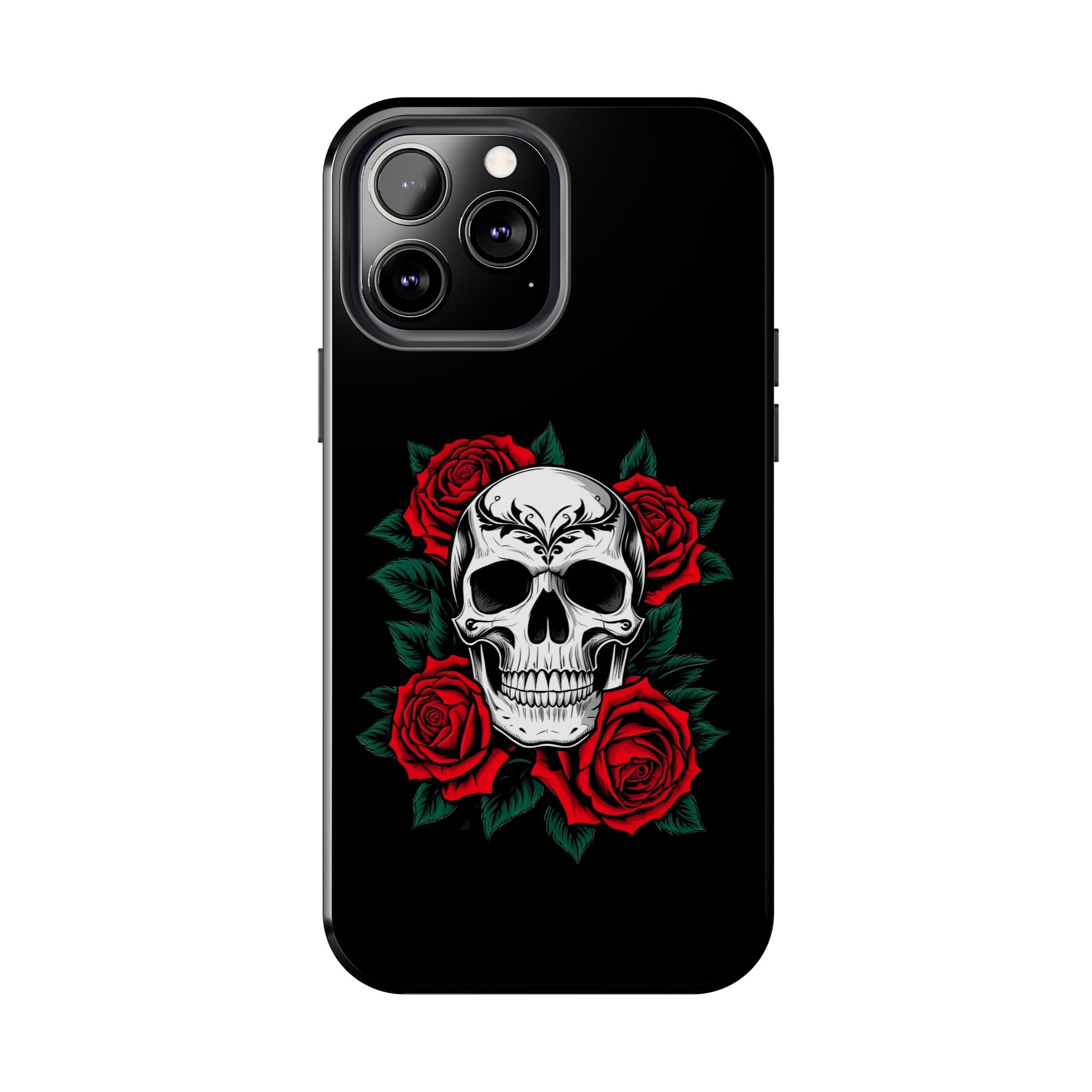 Skull and Roses Tough Phone Case — Durable Protective iPhone Cover with Vibrant Wing Design