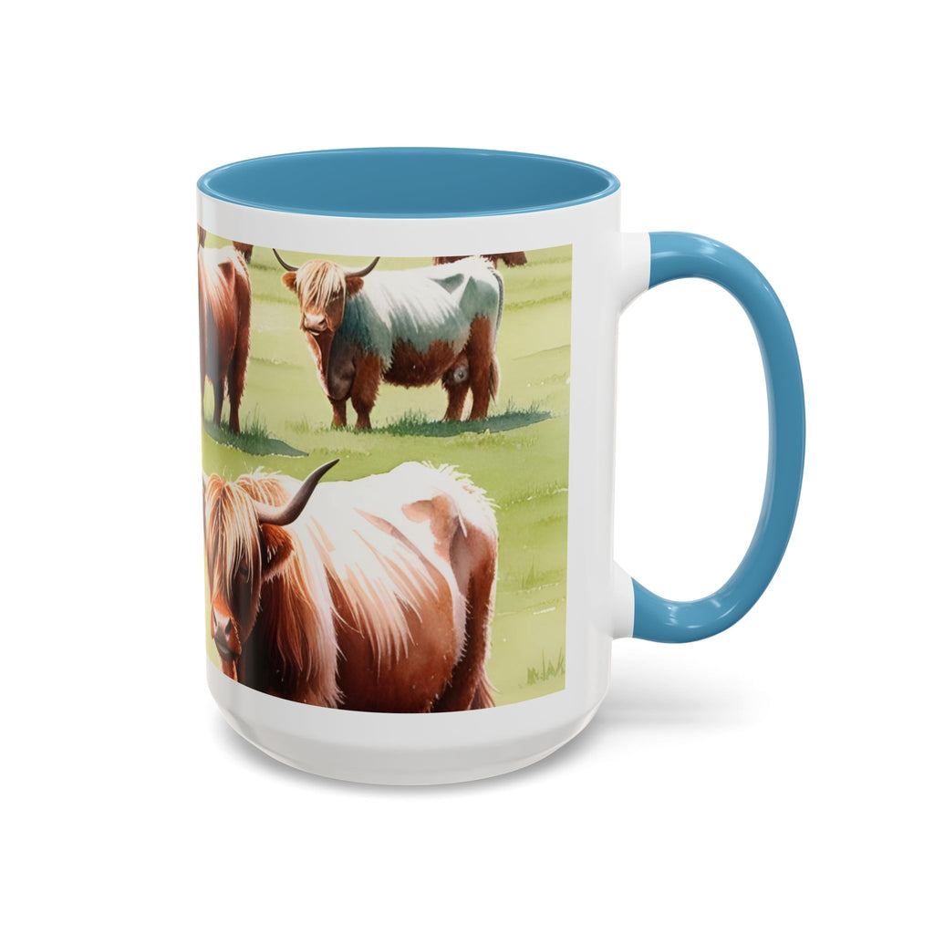 Highland Cow Accent Coffee Mug — Cute Rustic Cattle Farm Design (11/15 oz)
