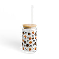 Halloween Sipper Glass, 16oz Pumpkin Design, Reusable Container, Fall Spooky Drinkware