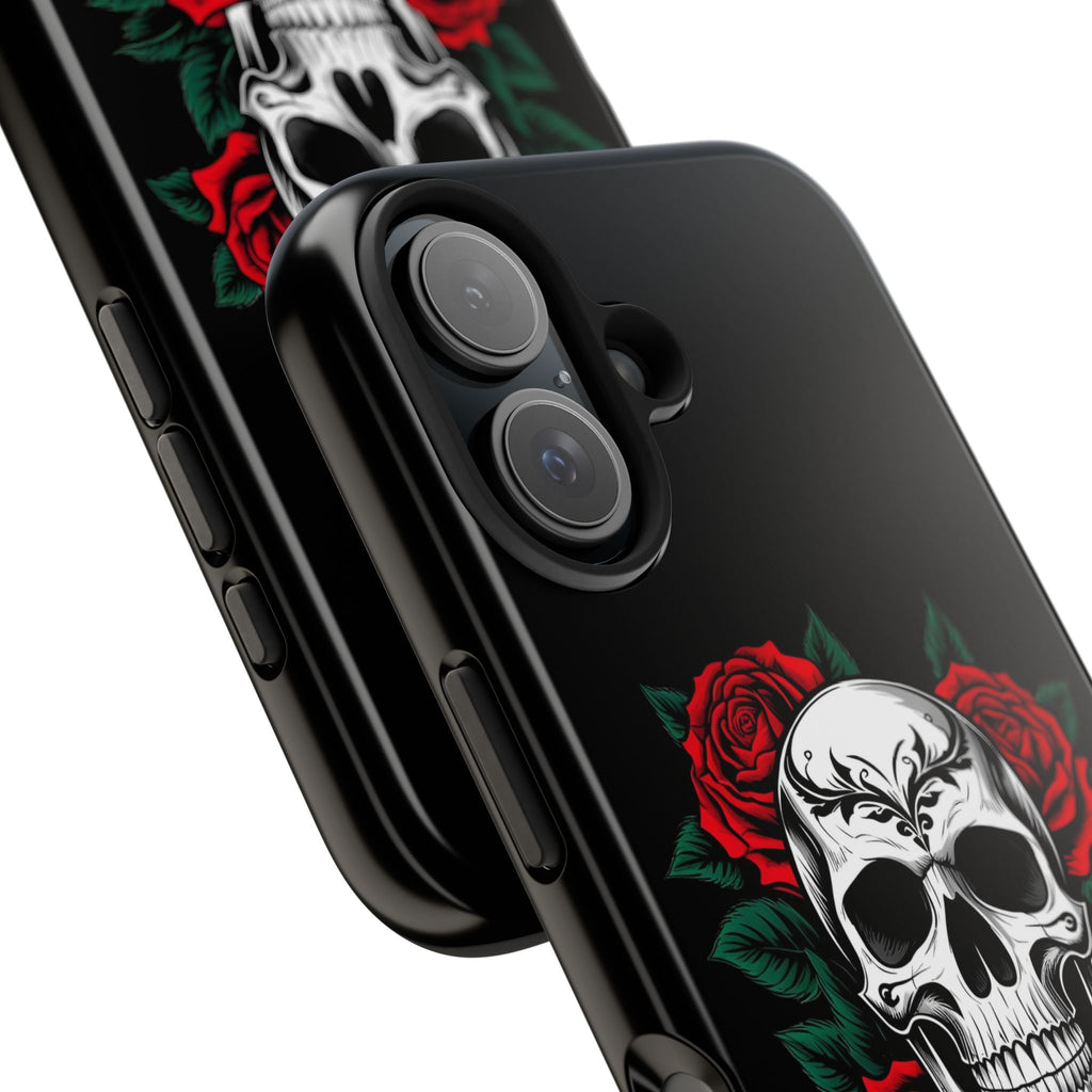 Skull and Roses Tough Phone Case — Durable Protective iPhone Cover with Vibrant Wing Design