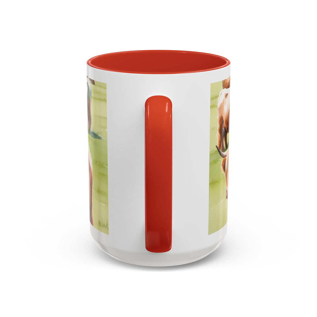 Highland Cow Accent Coffee Mug — Cute Rustic Cattle Farm Design (11/15 oz)