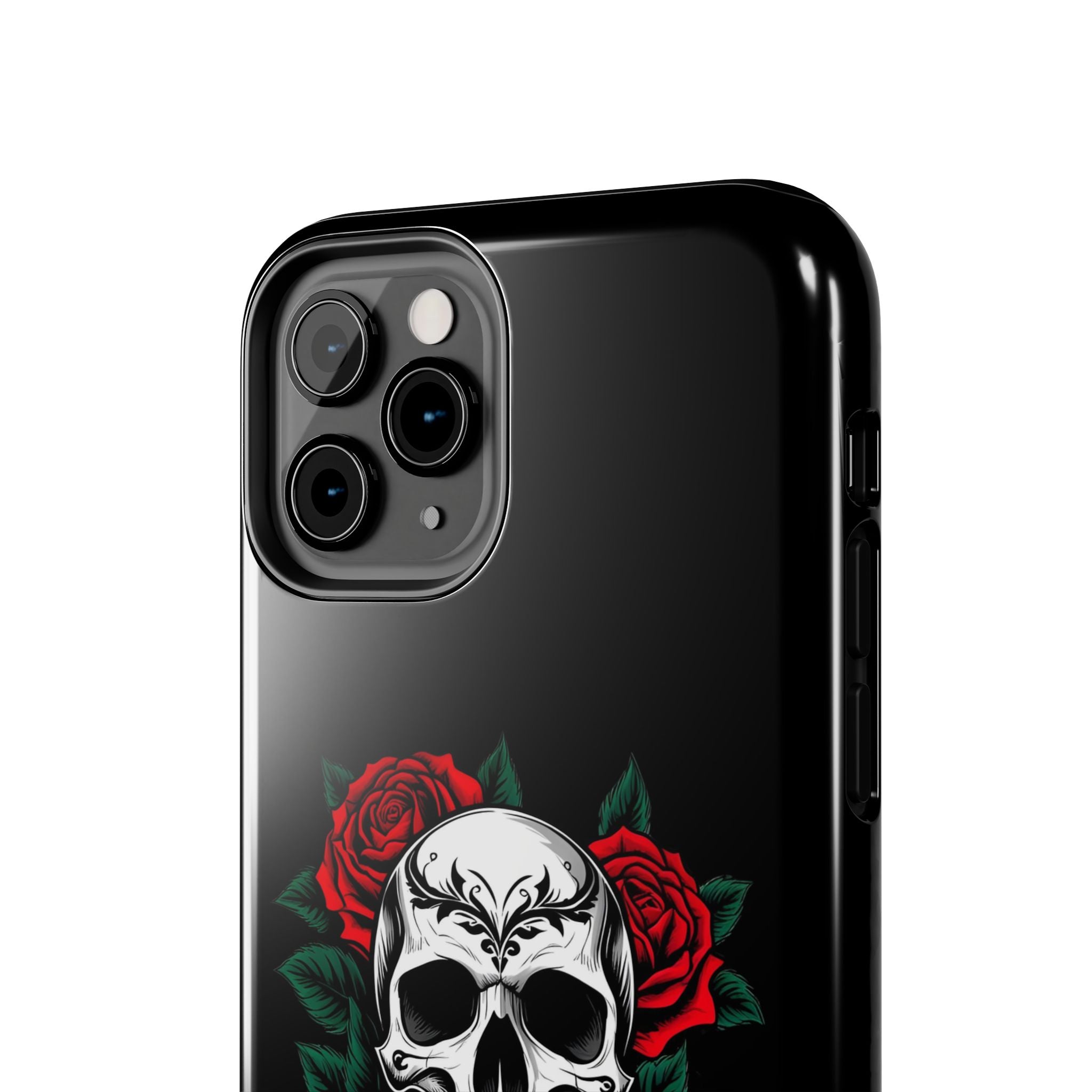 Skull and Roses Tough Phone Case — Durable Protective iPhone Cover with Vibrant Wing Design