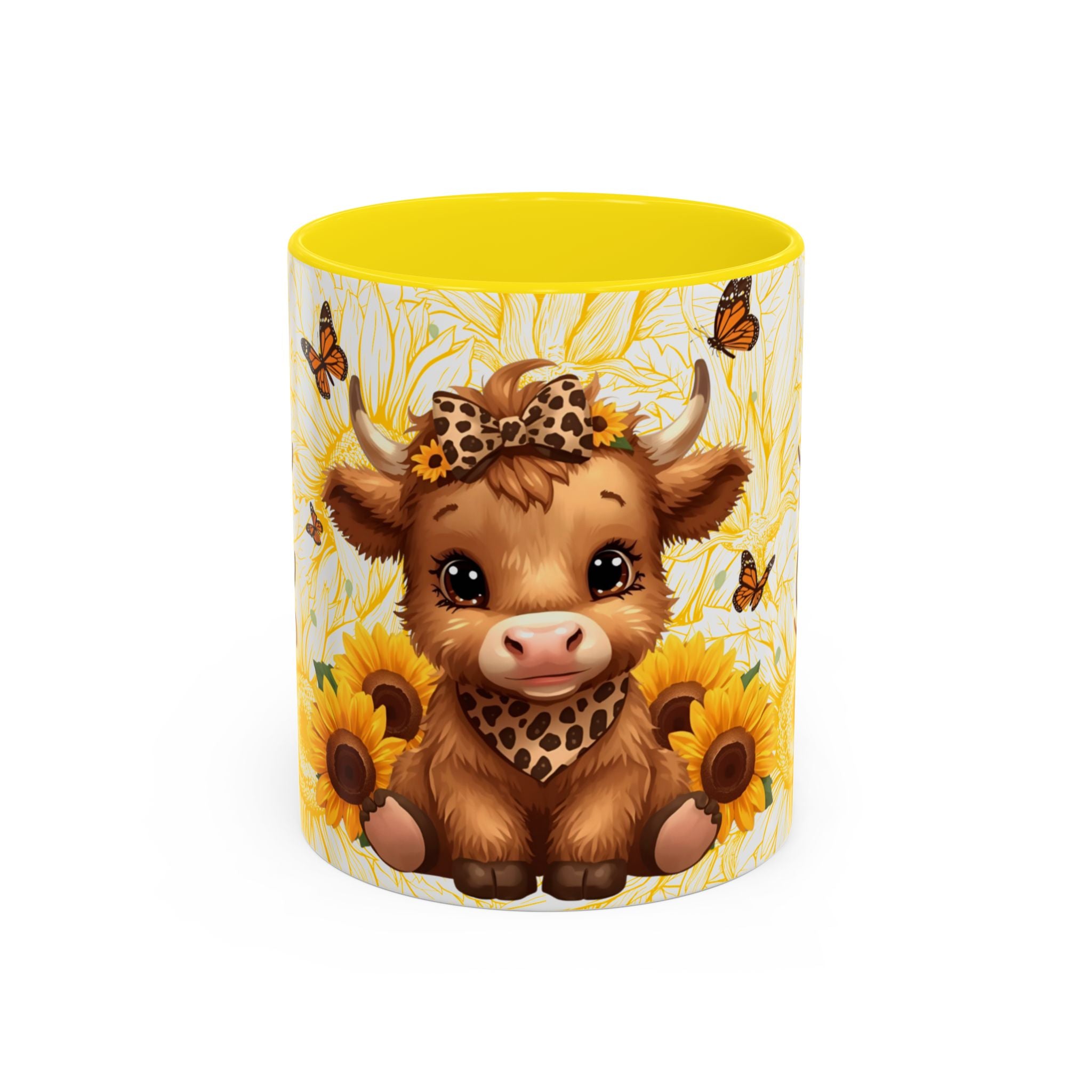 Highland Cow Cup Cute Sunflower Coffee Mug 11 and 15oz Size