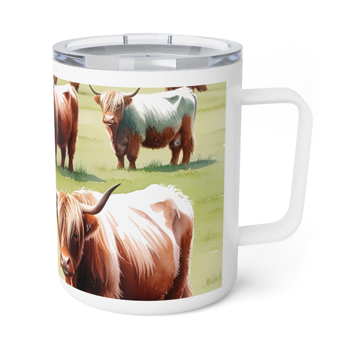 Highland Cow Insulated Coffee Mug — 10oz Thermal Travel Mug
