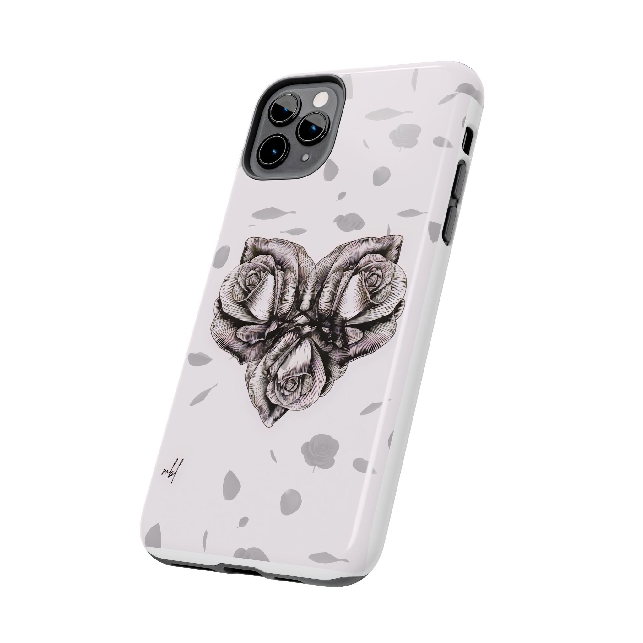 IPhone Phone Case Artistic Floral Tough Phone Cases - Heart Rose Design