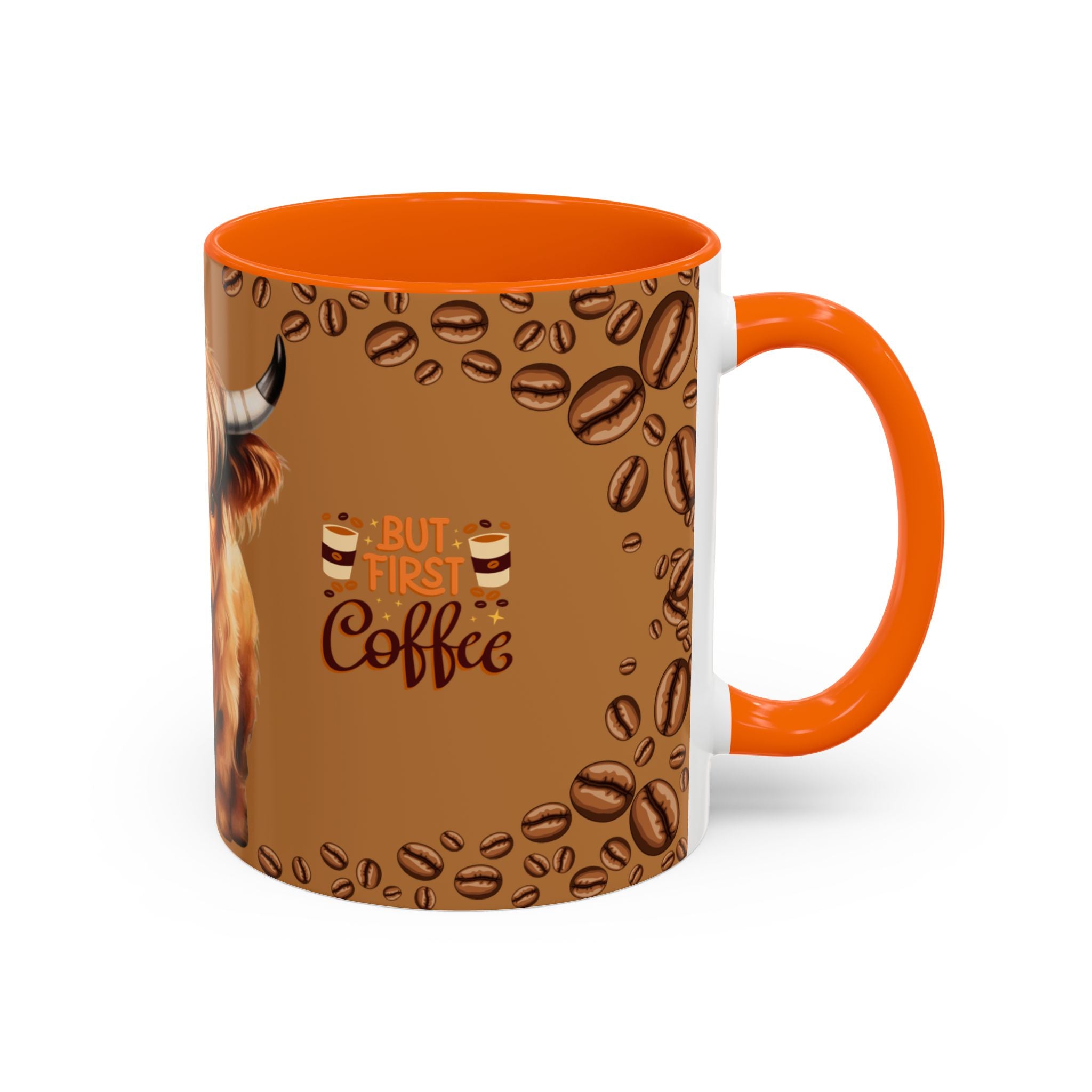 Highland Cow Coffee Mug — 'But First Coffee' Highland Cow Accent Mug (11/15oz)