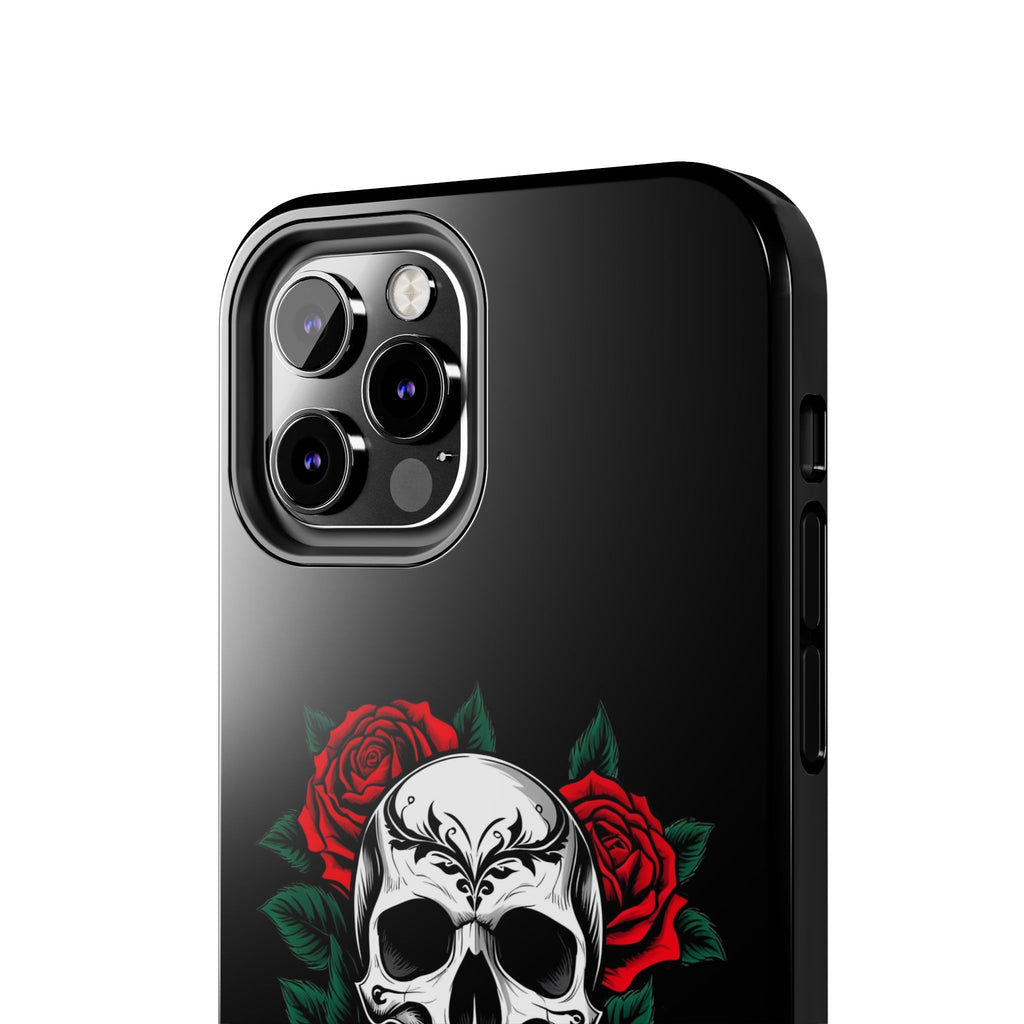 Skull and Roses Tough Phone Case — Durable Protective iPhone Cover with Vibrant Wing Design