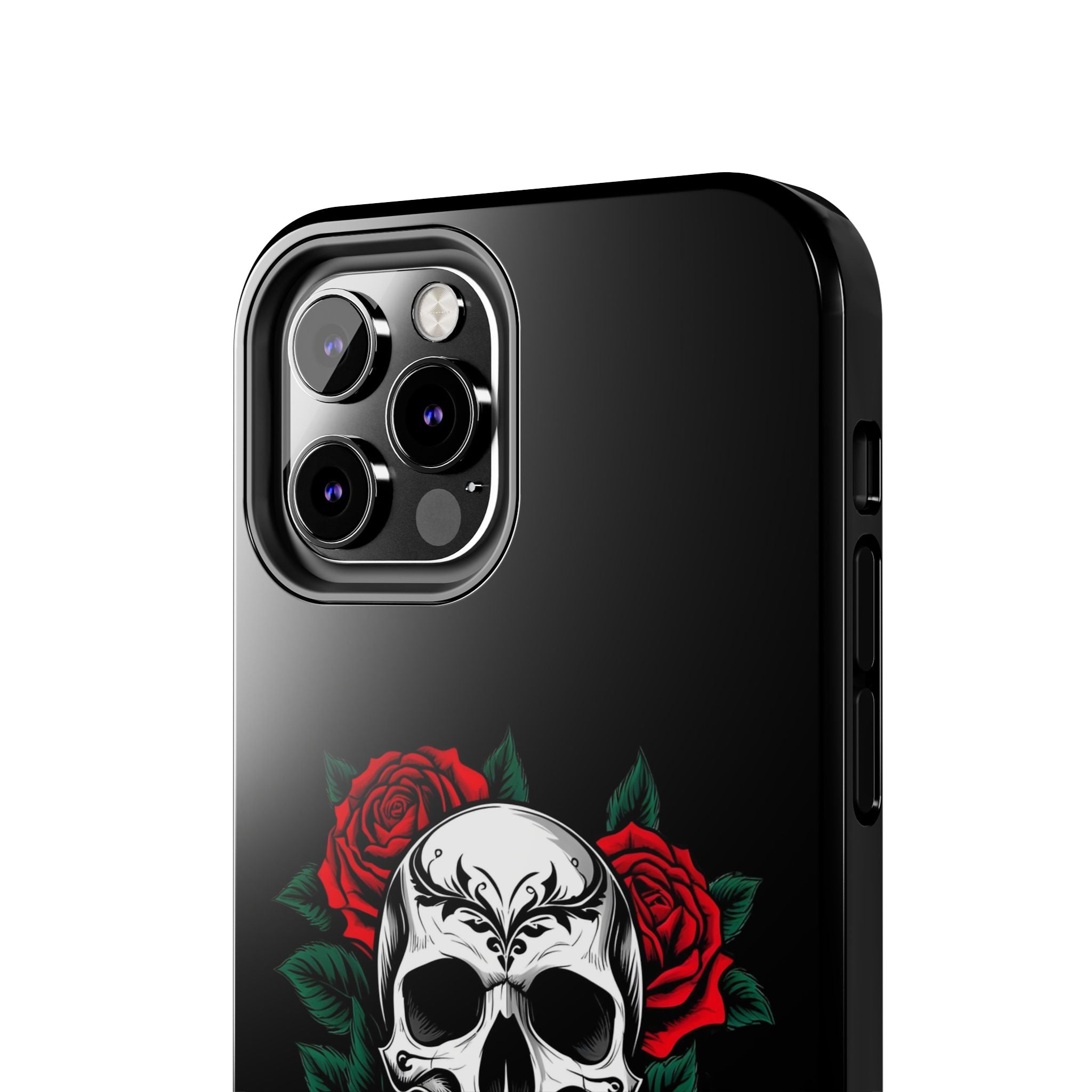 Skull and Roses Tough Phone Case — Durable Protective iPhone Cover with Vibrant Wing Design