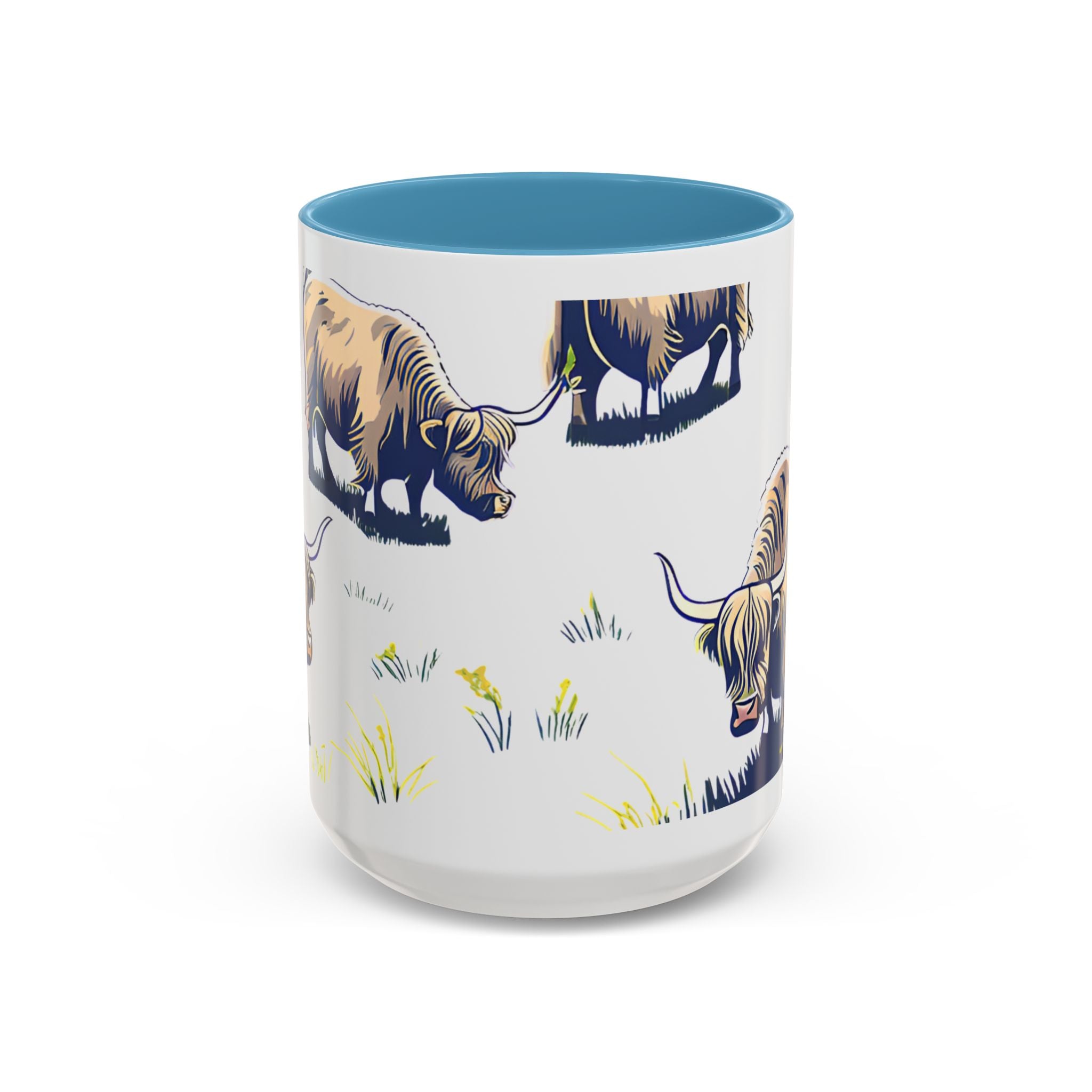 Highland Cow Accent Coffee Mug – Cute Scottish Cattle Pattern, 11/15oz