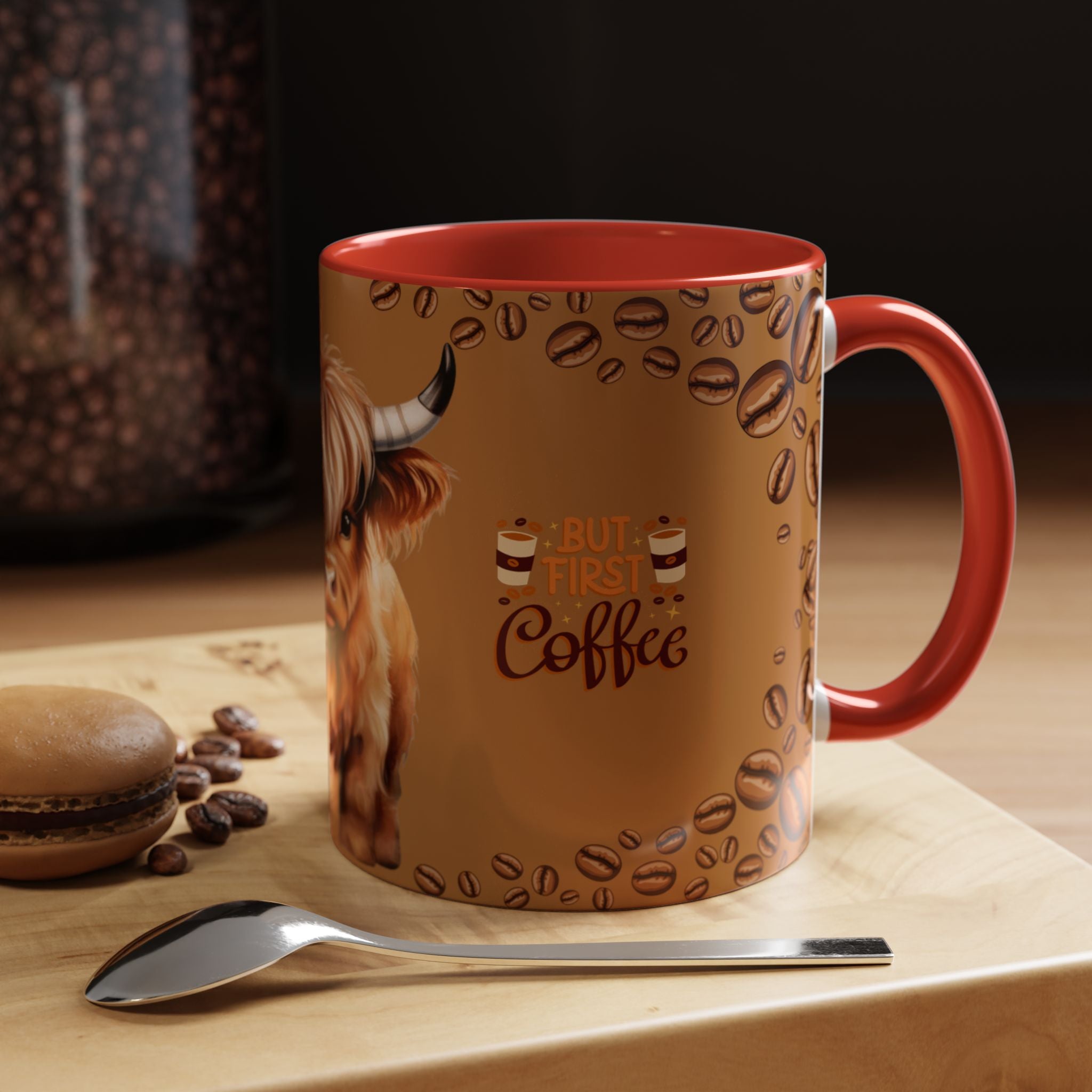 Highland Cow Coffee Mug — 'But First Coffee' Highland Cow Accent Mug (11/15oz)