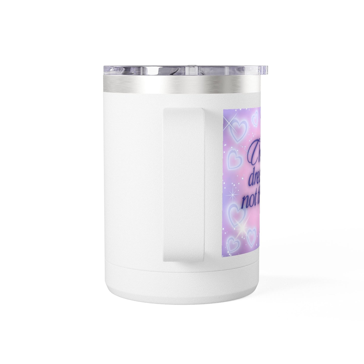 Cute Positive Quote 15oz Travel Coffee Tumbler Mug Pastel Heart Design