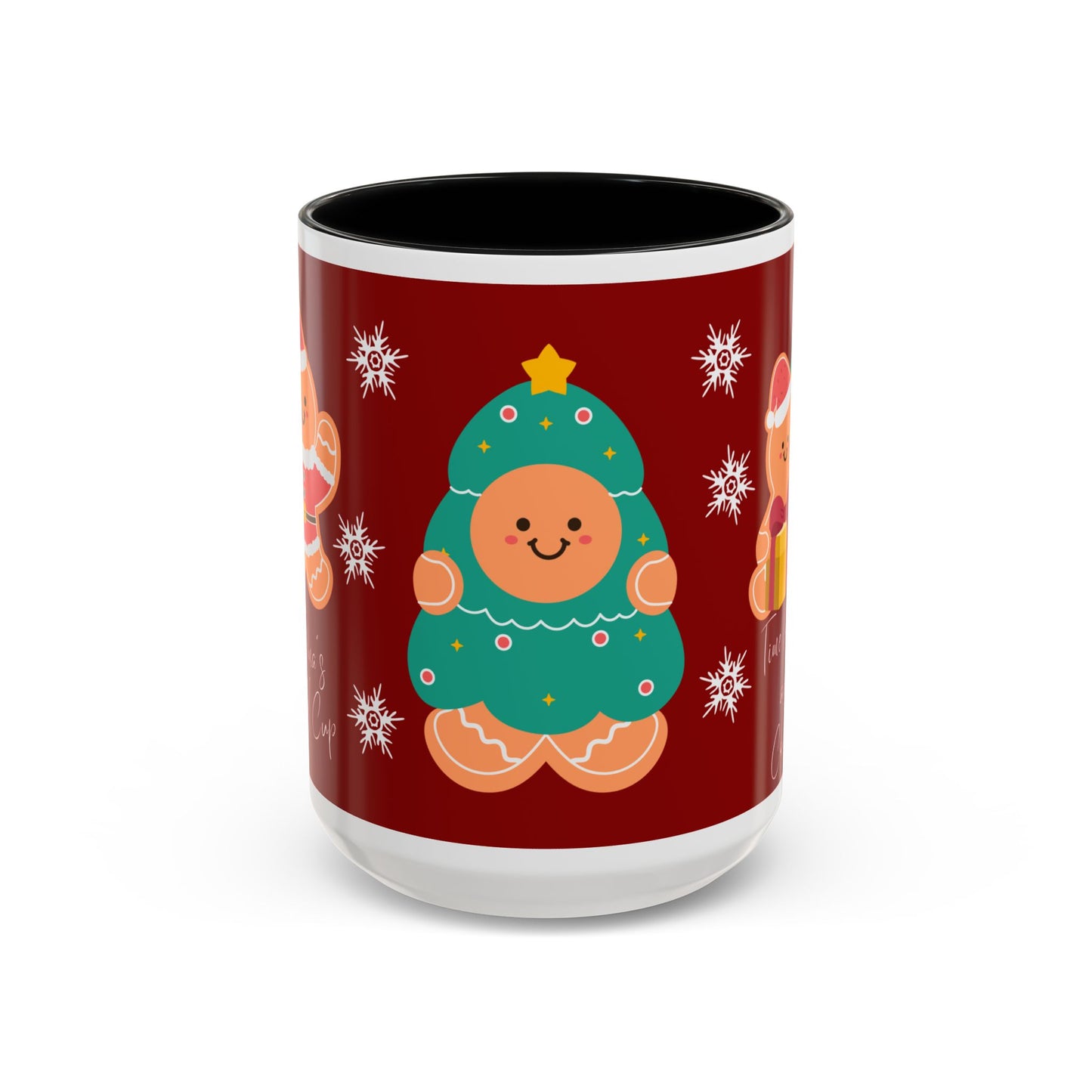 Christmas Cookie & Milk Accent Mug — Holiday Gingerbread Tree Design (11/15oz)