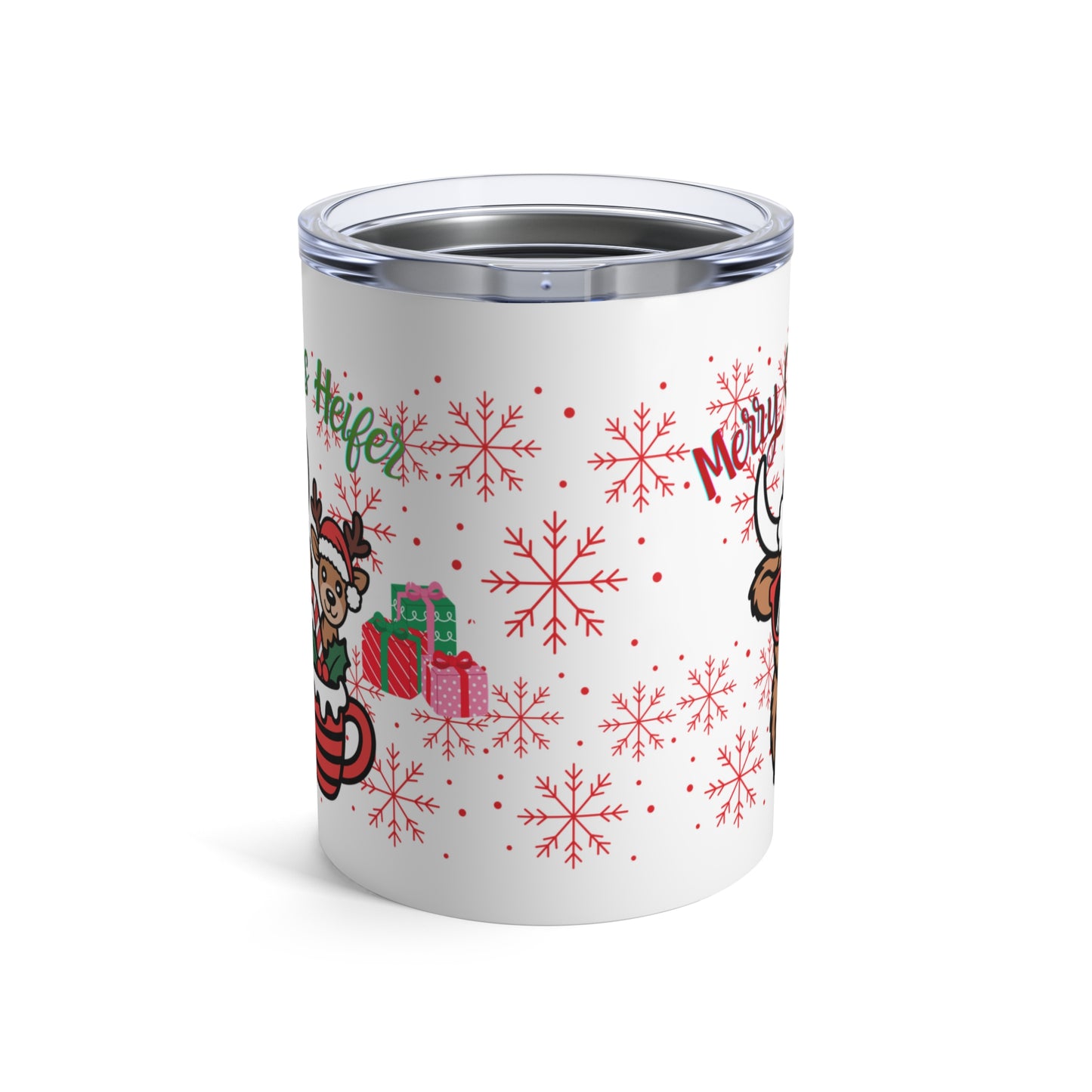 Holiday Snowflake Gift 10oz Merry Christmas Reindeer Tumbler Design