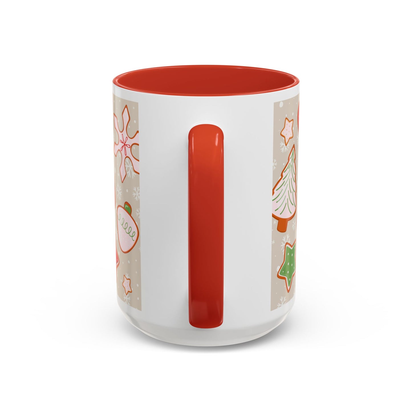 Holiday Cookie Pattern Accent Coffee Mug — Christmas Gingerbread & Ornaments (11/15oz)