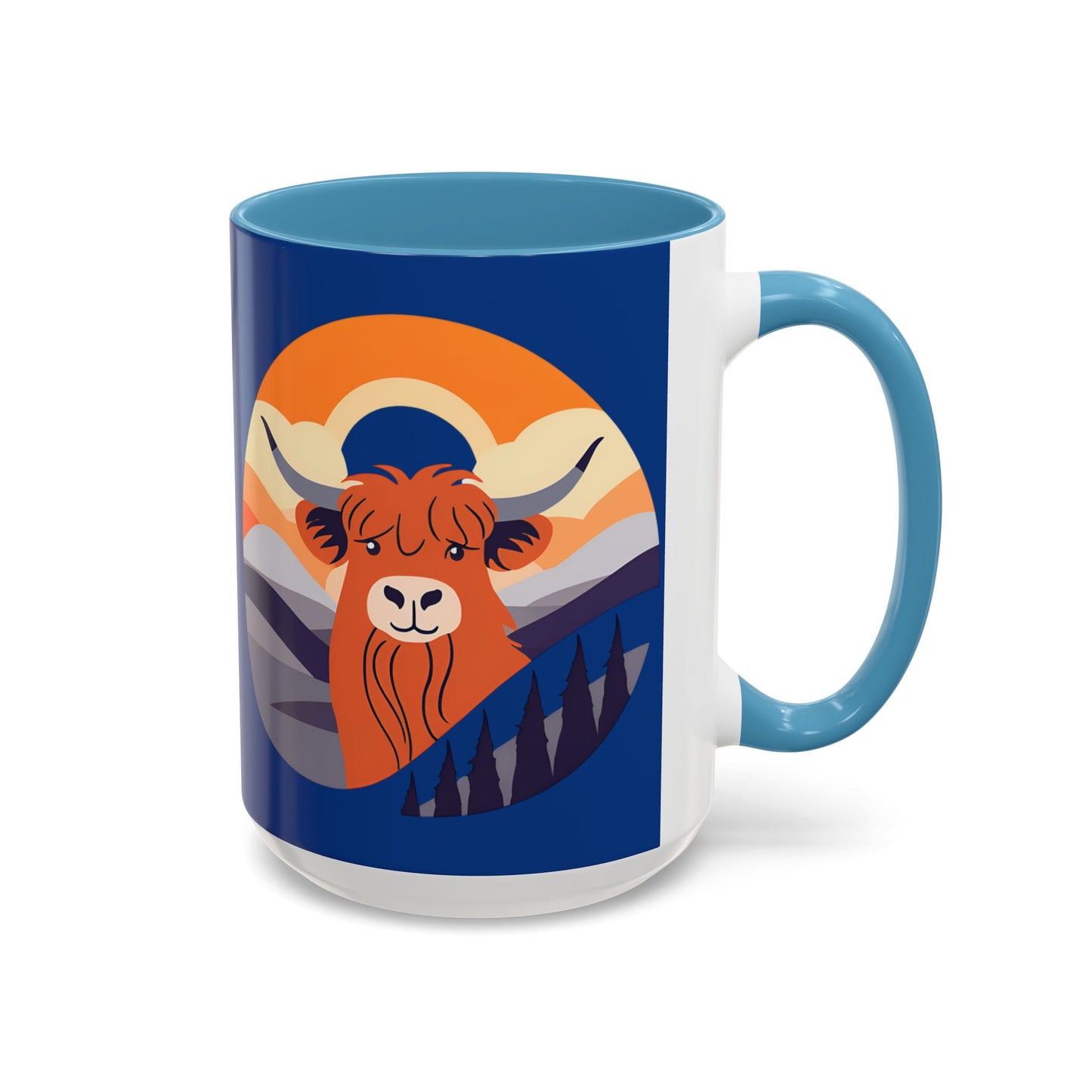 Highland Cow Coffee Mug — Cute Orange Scottish Cattle Accent Ceramic Mug (11/15 oz)