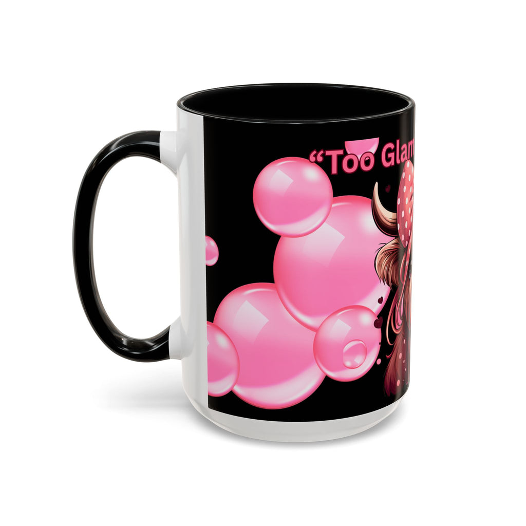 Glam Highland Cow Coffee Mug Too Glam to Give a Ram Accent Mug