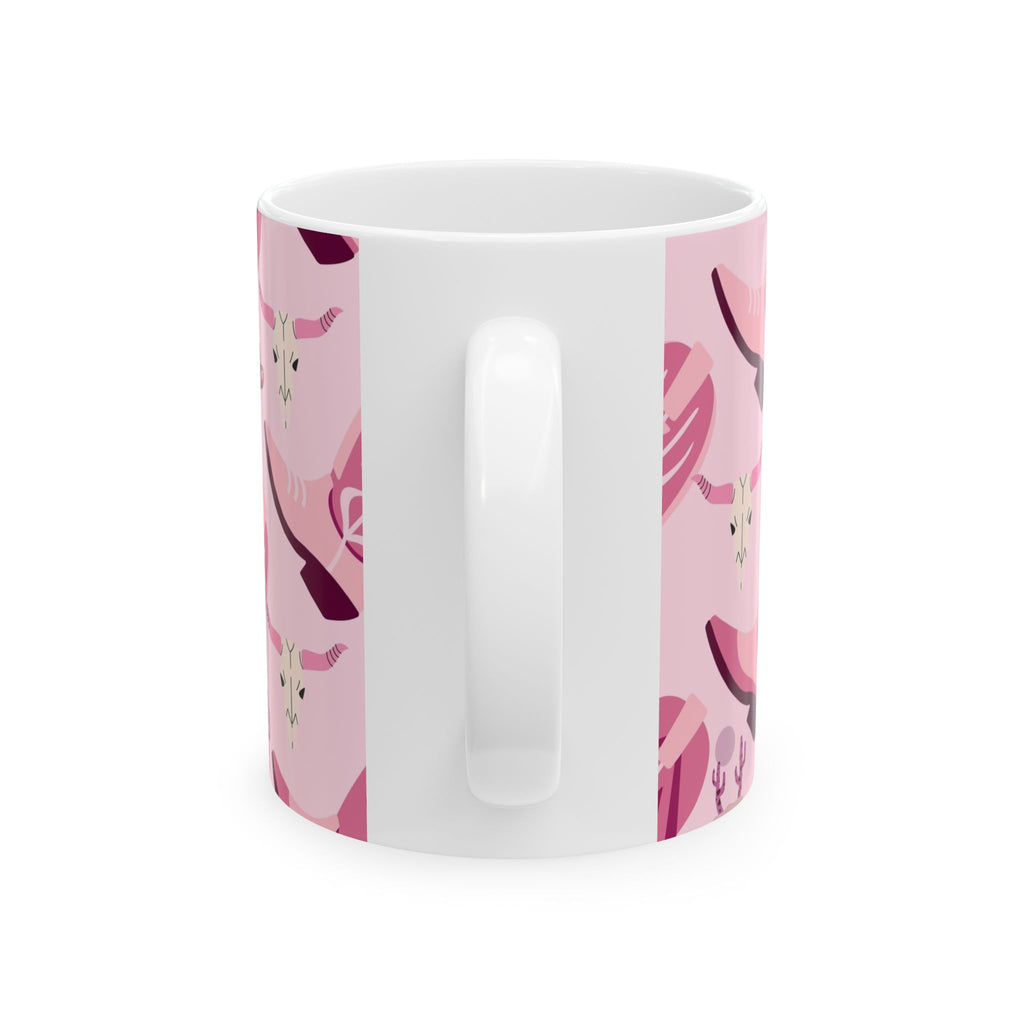 Cowgirl Pink Pattern Ceramic Mug — Western Hats & Boots Coffee Cup (11oz/15oz)