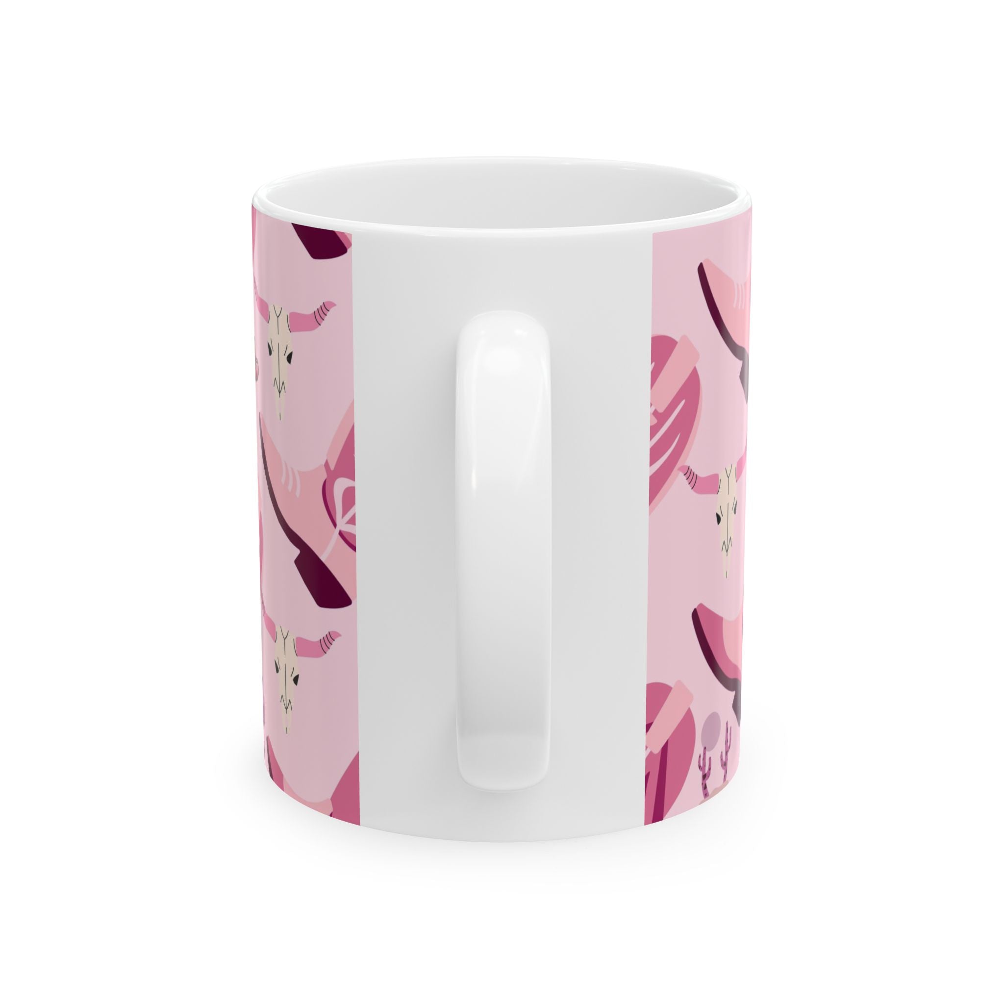 Cowgirl Pink Pattern Ceramic Mug — Western Hats & Boots Coffee Cup (11oz/15oz)